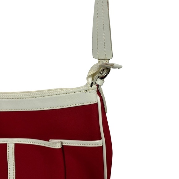 TALBOTS Purse: Mini Shoulder Bag Red & White Pocket Book with outer Pockets - Picture 7 of 8